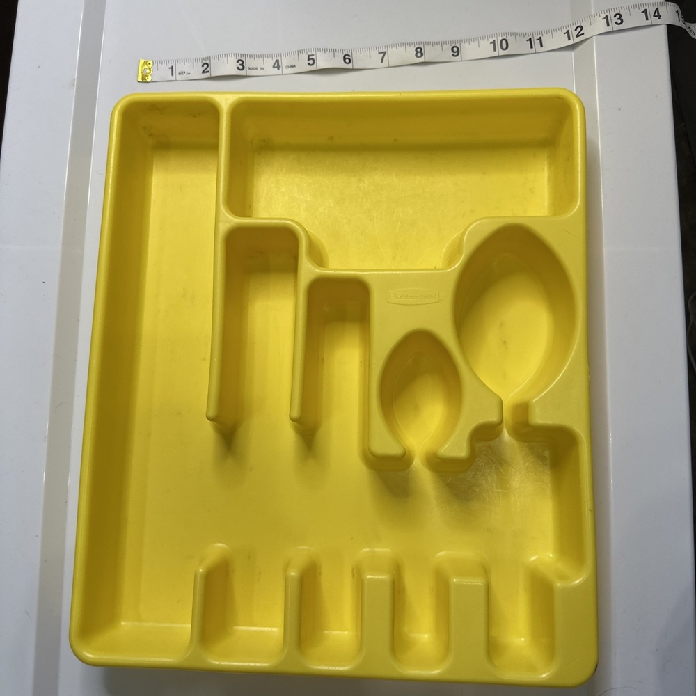 Vintage Rubbermaid bright yellow 2922 Utensil Silverware Tray Drawer Organizer